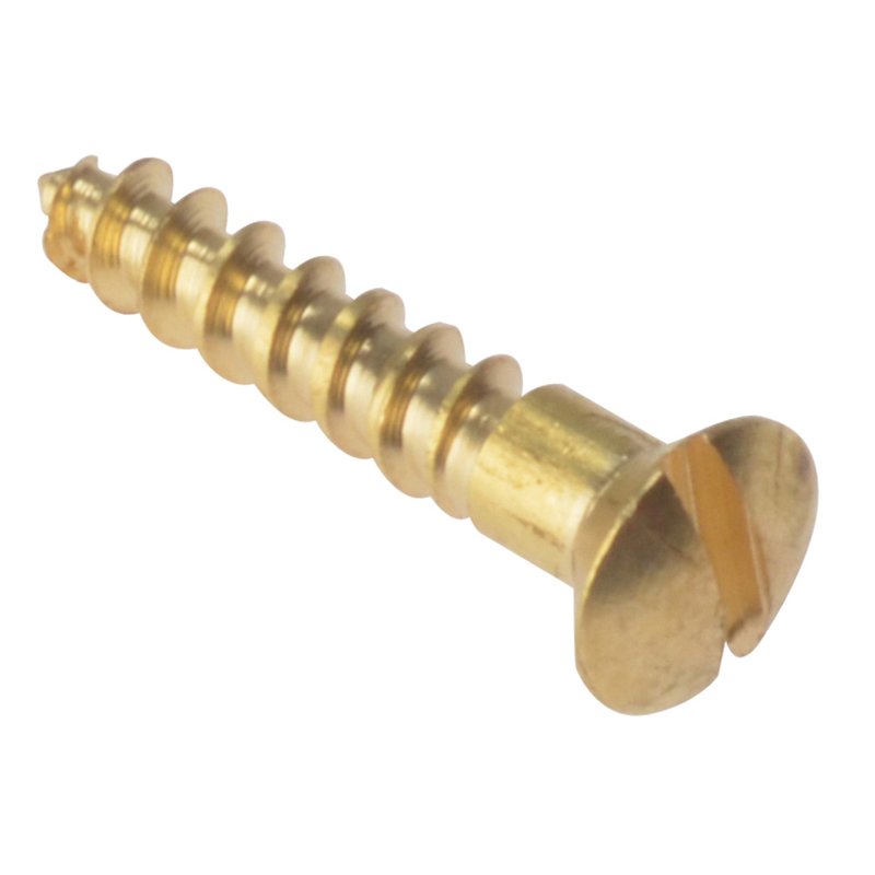 ForgeFix - Wood Screw Slotted Raised Head ST Solid Brass 3/4in x 6 Box 200