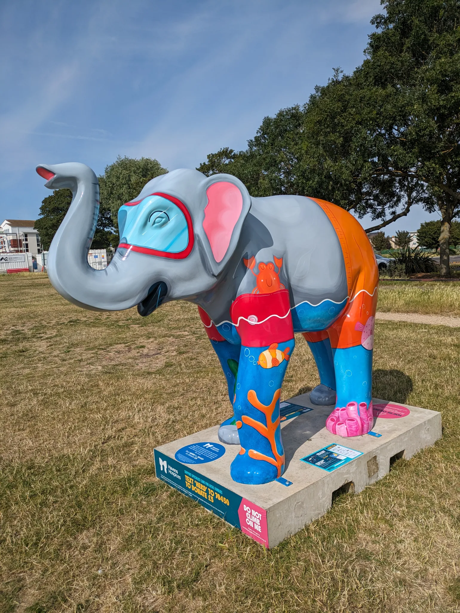 IMS are proud to be sponsoring an elephant as part of the spectacular Herd in the City art trail this Summer!  All money raised goes to Havens Hospices who provide palliative nursing and supportive care to adults and children living with complex or incurable conditions.
46 large Elephant sculptures and 72 baby elephants are nestled amongst the iconic landmarks of Southend-On-Sea, Leigh-On-Sea and Shoeburyness. 
Indy Elephant can be found at Shoebury East beach! Our Elephant has been designed by Reilly Creative and is all about bringing some fun to the trail! Indy has been for a day out at East Beach and enjoyed having a paddle. He has even been for a snorkel to see what interesting sea creatures swim below! This elephant is designed to inspire people to go out, have fun and explore new things. Come and say hi!
Our Elephant is an eco warrior and we want to hear your little ones ideas for how we can keep our beaches clean. Download our colouring in page and get creative!  Send us your beautiful colouring and fill in our Elephants speech bubble with your eco ideas!
Have a look at our Elephant art gallery and download your own colouring in page below!