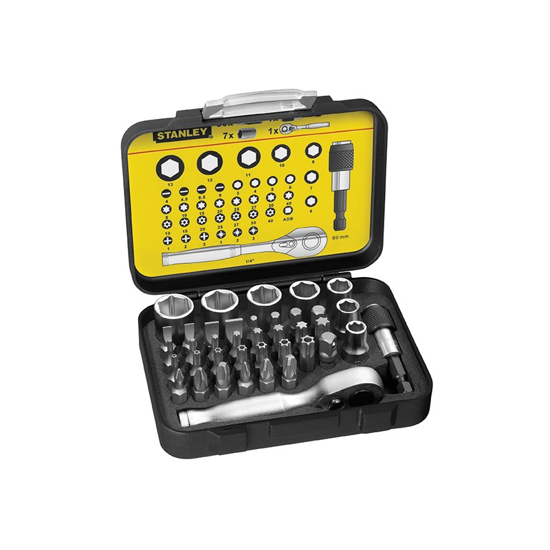 STANLEY 1 4in Drive Ratchet Bit Socket Set 39 Piece IMS