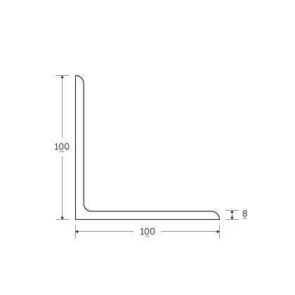 100 x 100 x 8mm - 6m Mild Steel Angles - BSEN10025-2 S275JR