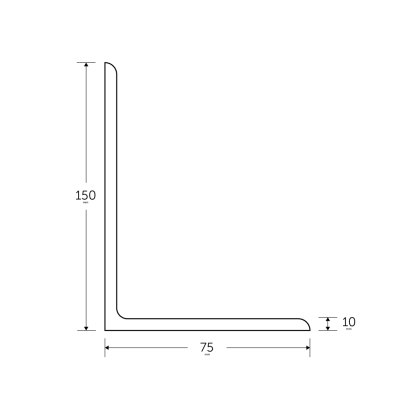 150 x 75 x 10mm - 6m Mild Steel Angles - BSEN10025-2 S275JR