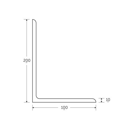 200 x 100 x 10mm - 6m Mild Steel Angles - BSEN10025-2 S275JR