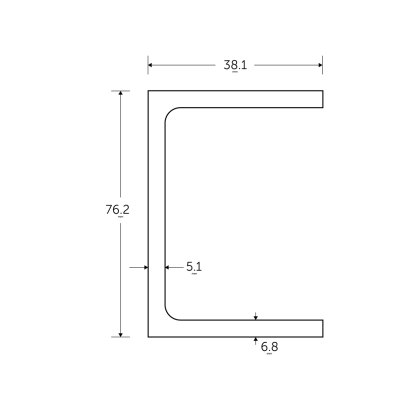 76 x 38 x 6.8mm - 6m C Section Channel - BSEN10025-2 S275JR