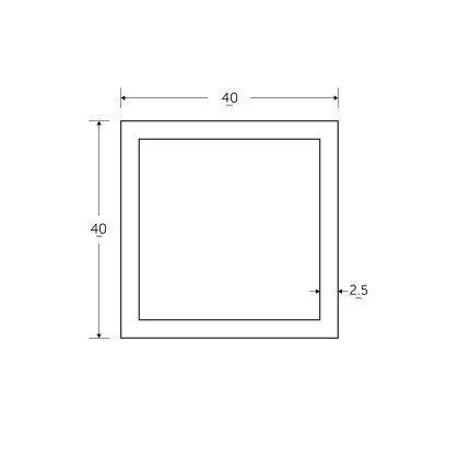 40 x 40 x 2.5mm - 7.5m Square Hollow Section - BSEN10219 S235JR