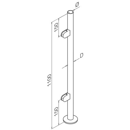 Pre-Assembled Glass Balustrade Round End Post with Radiused End Cap