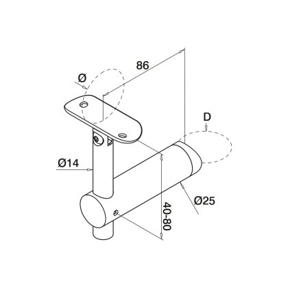 Articulated Offset Post Bracket with Adjustable Saddle to suit 42mm Handrail - Grade 316