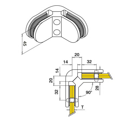 Eazypost 90 Degree 10mm Glass Connector