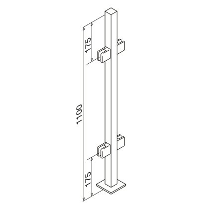 Pre-Assembled Glass Balustrade Square Middle Post with End Cap