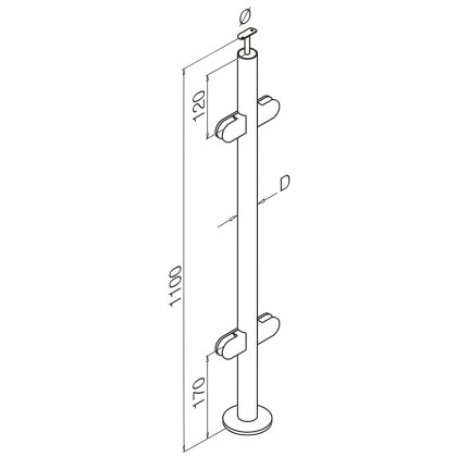 Pre-Assembled Glass Balustrade Round Middle Post with Adjustable Handrail Saddle