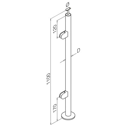 Pre-Assembled End Round Post with Fixed Handrail Saddle