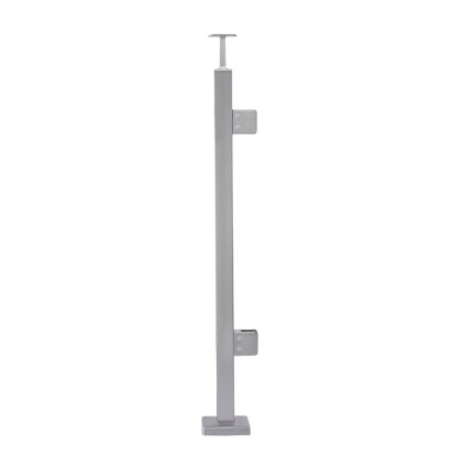 Pre-Assembled Glass Balustrade Square End Post with Fixed Saddle