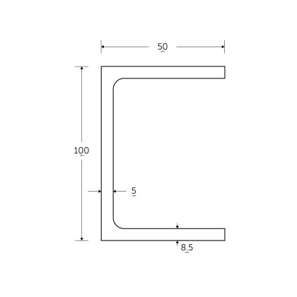 100 x 50 x 10KG Parallel Flange Channels - BSEN10025-2 S275JR