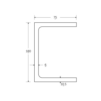 180 x 75 x 20KG Parallel Flange Channels - BSEN10025-2 S355JR