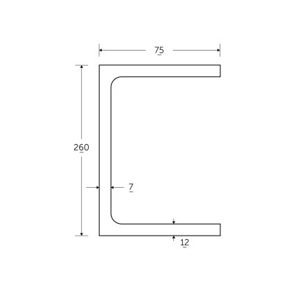 260 x 75 x 28KG Parallel Flange Channels - BSEN10025-2 S275JR