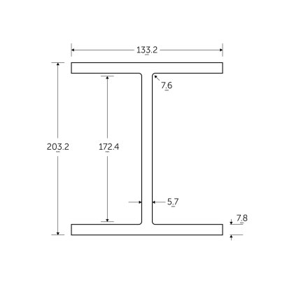 203 x 133 x 25KG Universal Beam - BSEN10025-2 S355J0