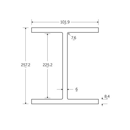 254 x 102 x 25KG Universal Beam - BSEN10025-2 S355J0