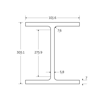 305 x 102 x 25KG Universal Beam - BSEN10025-2 S355J0