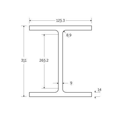 305 x 127 x 48KG Universal Beam - BSEN10025-2 S355J0 305 x 127 x 48KG Universal Beam - BSEN10025-2 S355J0