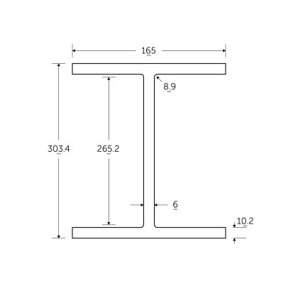 305 x 165 x 40KG Universal Beam - BSEN10025-2 S355J0