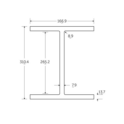 305 x 165 x 54KG Universal Beam - BSEN10025-2 S355J0