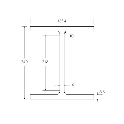 356 x 127 x 33KG Universal Beam - BSEN10025-2 S355J0