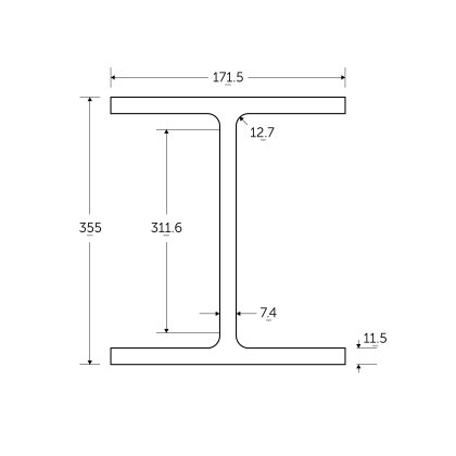 356 x 171 x 51KG Universal Beam - BSEN10025-2 S355J0