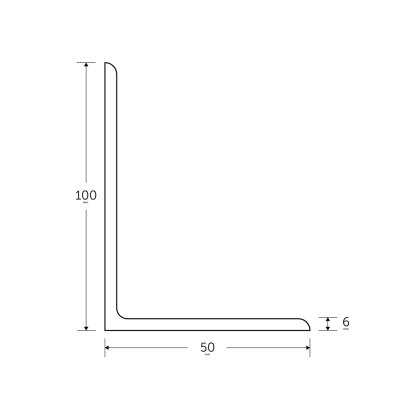 100 x 50 x 6mm - 6m Mild Steel Angles - BSEN10025-2 S275JR