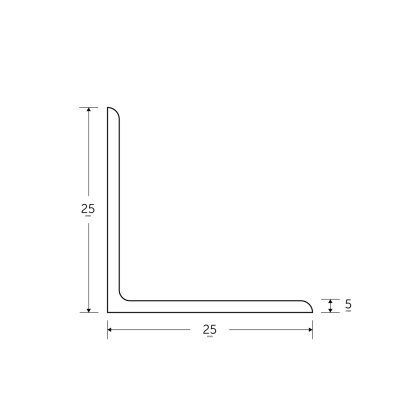 25 x 25 x 5mm Mild Steel Angles - BSEN10025-2 S275JR