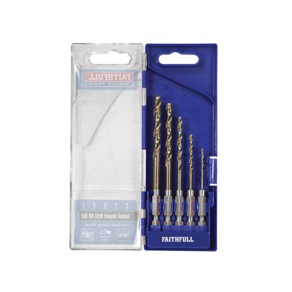 Faithfull - HSSE M35 Cobalt Quick-Change Impact Drill Bit Set, 5 Piece