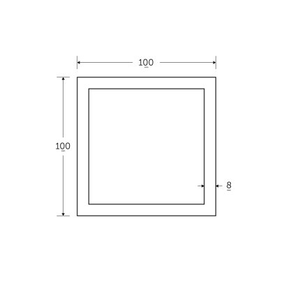 100 x 100 x 8mm - 7.5m Square Hollow Section - BSEN10219 S355J2H