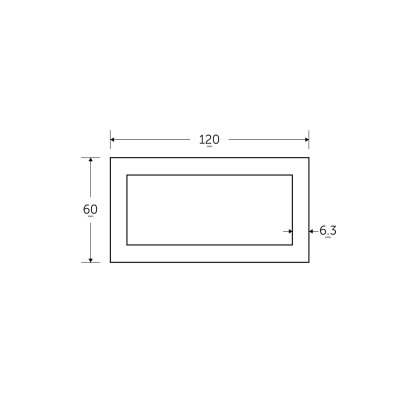 120 x 60 x 6mm Mild Steel Rectangular Box Hollow Section - BSEN10219 S235JR