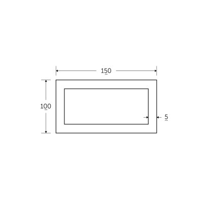 150 x 100 x 5mm - 7.5m Mild Steel Rectangular Box Hollow Section - BSEN10219 150 x 100 x 5mm - 7.5m Mild Steel Rectangular Box Hollow Section - BSEN10219