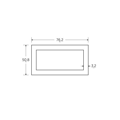 75 x 50 x 3mm - 7.5m Mild Steel Rectangular Box Hollow Section - BSEN10219 S235JR