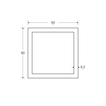 90 x 90 x 6mm Square Hollow Section - BSEN10219 S235J2H