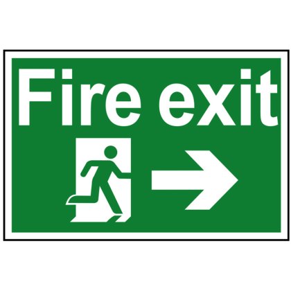 Scan - Fire Exit Running Man Arrow Right - PVC Sign 300 x 200mm Scan - Fire Exit Running Man Arrow Right - PVC Sign 300 x 200mm