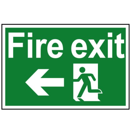 Scan - Fire Exit Running Man Arrow Left - PVC Sign 300 x 200mm Scan - Fire Exit Running Man Arrow Left - PVC Sign 300 x 200mm