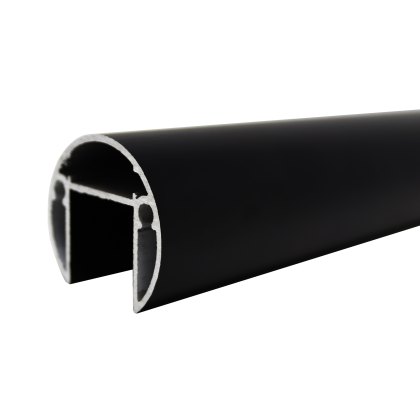 3m Aluminium Round Slotted Tube, 42mm, Black