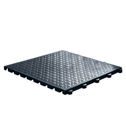 Diamond Tread, Closed Surface, Interlocking Floor Tile - Black Diamond Tread, Closed Surface, Interlocking Floor Tile - Black