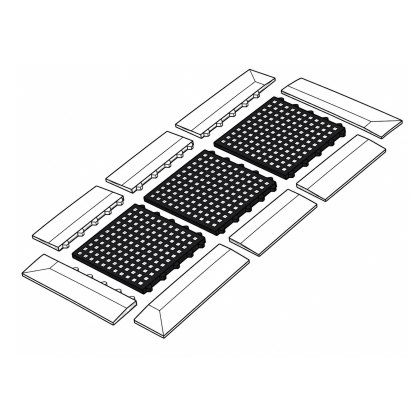 Smooth Tread, Closed Surface, Interlocking Floor Tile - Black