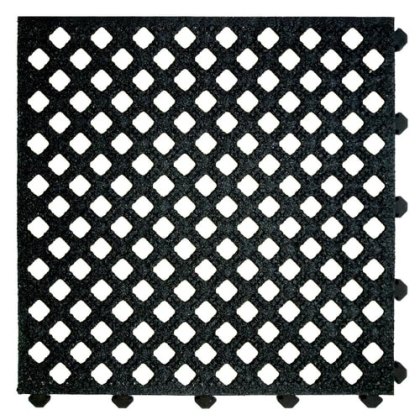 Gritted Diamond Tread, Open Surface, Interlocking Floor Tile - Black Gritted Diamond Tread, Open Surface, Interlocking Floor Tile - Black