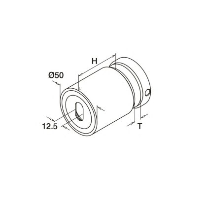 50mm Eazypost Slab Connector - 316/Matt Black PPC