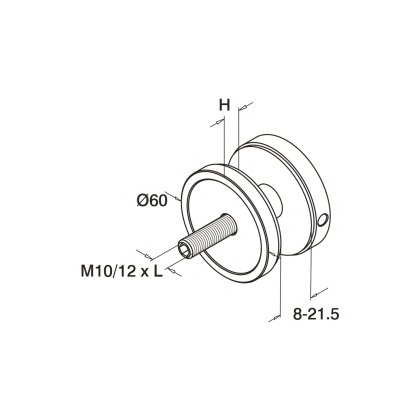 60mm Diameter Glass Adapter - 316/Matt Black PPC 60mm Diameter Glass Adapter - 316/Matt Black PPC