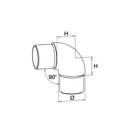 90 Degree Radiused Elbow - 316/Matt Black PPC