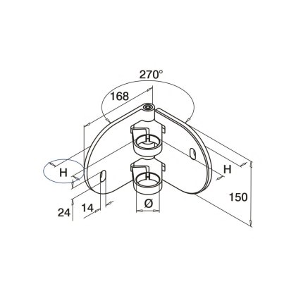 Adjustable 45 Degree Slab Bracket - 316/Matt Black PPC