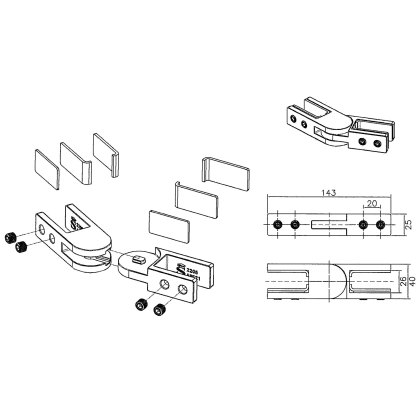 Articulated Glass Connector to suit 17-21.5mm Glass - 316/Matt Black PPC Articulated Glass Connector to suit 17-21.5mm Glass - 316/Matt Black PPC