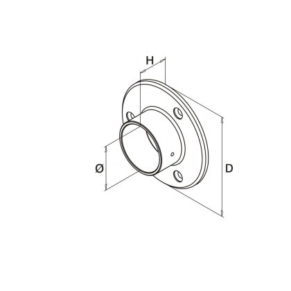 Eazypost External Handrail Wall Flange - 316/Matt Black PPC