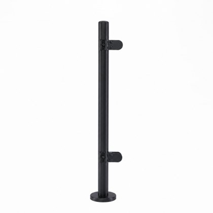Pre-Assembled Glass Balustrade Round Corner Post with Radiused End Cap - 316/Matt Black PPC