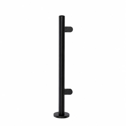 Pre-Assembled Glass Balustrade Round End Post with Radiused End Cap - 316/Matt Black PPC