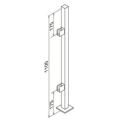 Pre-Assembled Glass Balustrade Square End Post with End Cap - 316/Matt Black PPC Pre-Assembled Glass Balustrade Square End Post with End Cap - 316/Matt Black PPC
