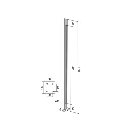 EazySlide Pre-Assembled Glass Balustrade Middle Post to suit 11.5mm Glass